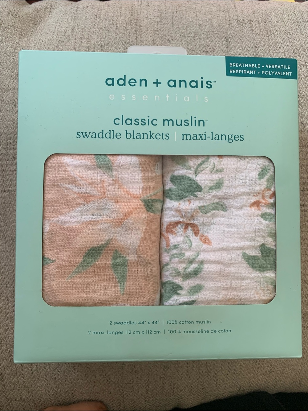 aden + anais essentials Classic Muslin Swaddle Blankets,Butterfly Garden 2-Pack